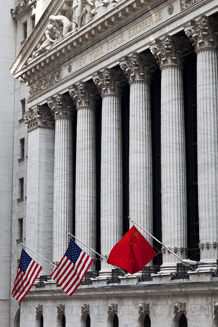 Chinese Flag at the New York Stock Exchange