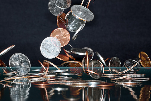 Coins falling